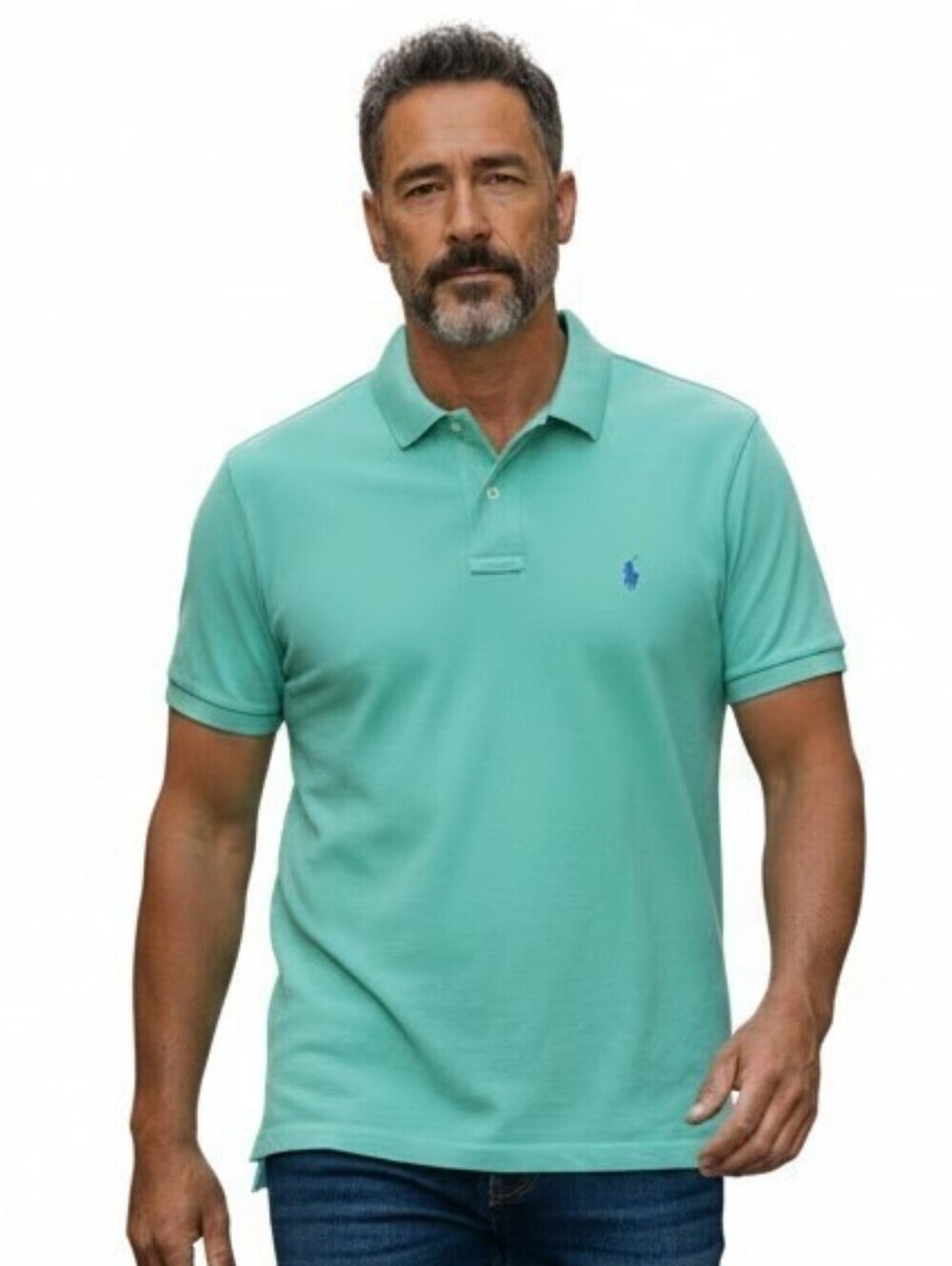 Polo Ralph Lauren Polo Shirt Men 2XB Mint Green Blue Pony Short Sleeve Cotton